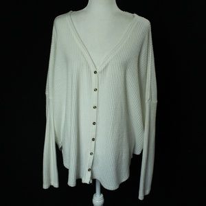Urban Outfitters ; Out From Under | White Jojo Oversize Thermal Button Front | L